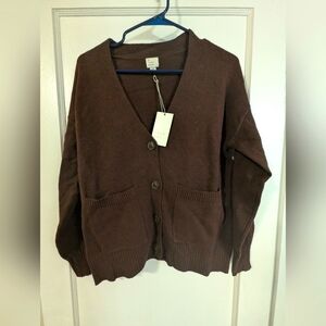 A New Day. XS Dark Brown Oversized Cardigan